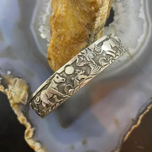 Lloyd Becenti Sterling Silver Horses in Desert Storyteller Bracelet For Women #3 - Picture 2 of 10